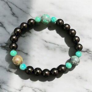 Men’s Onyx and Turquoise Beaded Bracelet